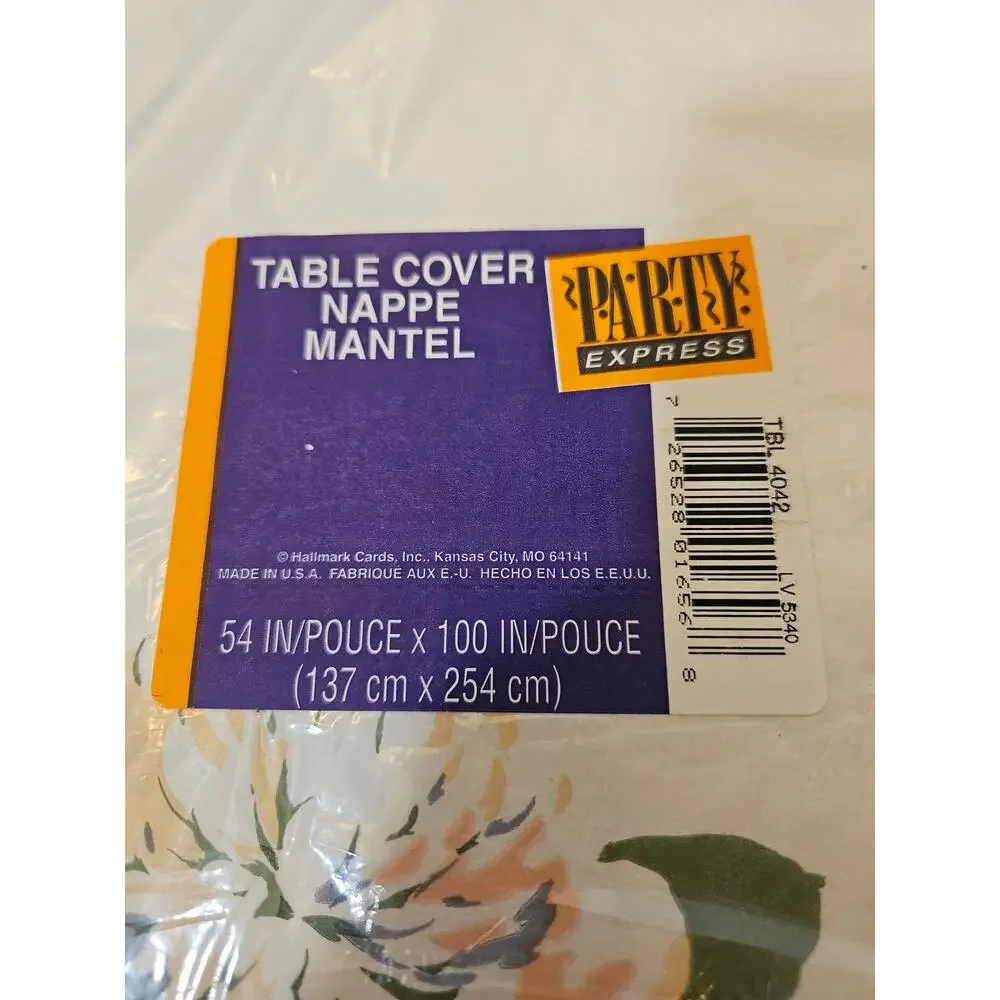 Vintage Retro Floral Paper Tablecloth Table Cover New Old Stock Sealed